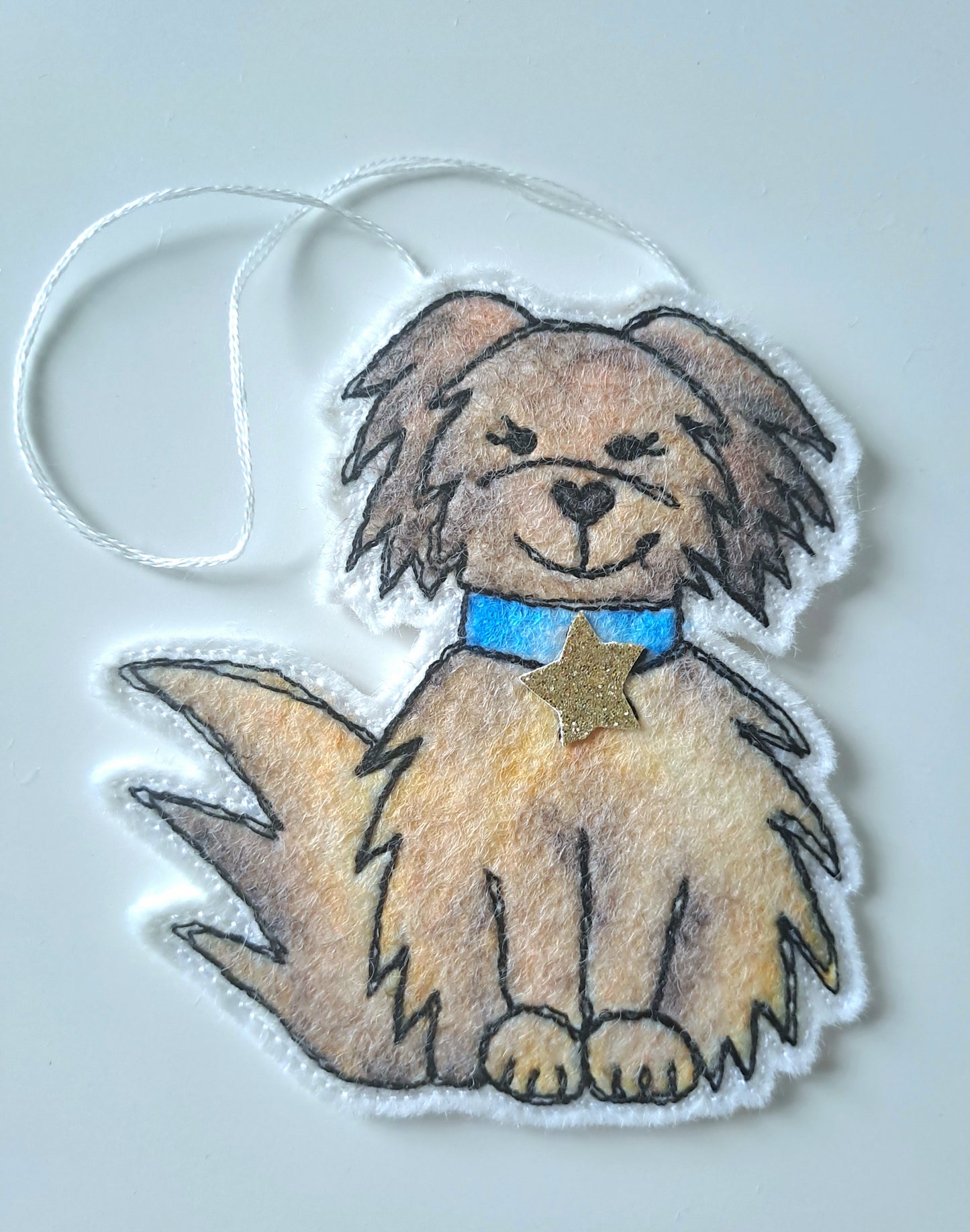 Toffee the 'Good Dog' Decoration (blue collar)