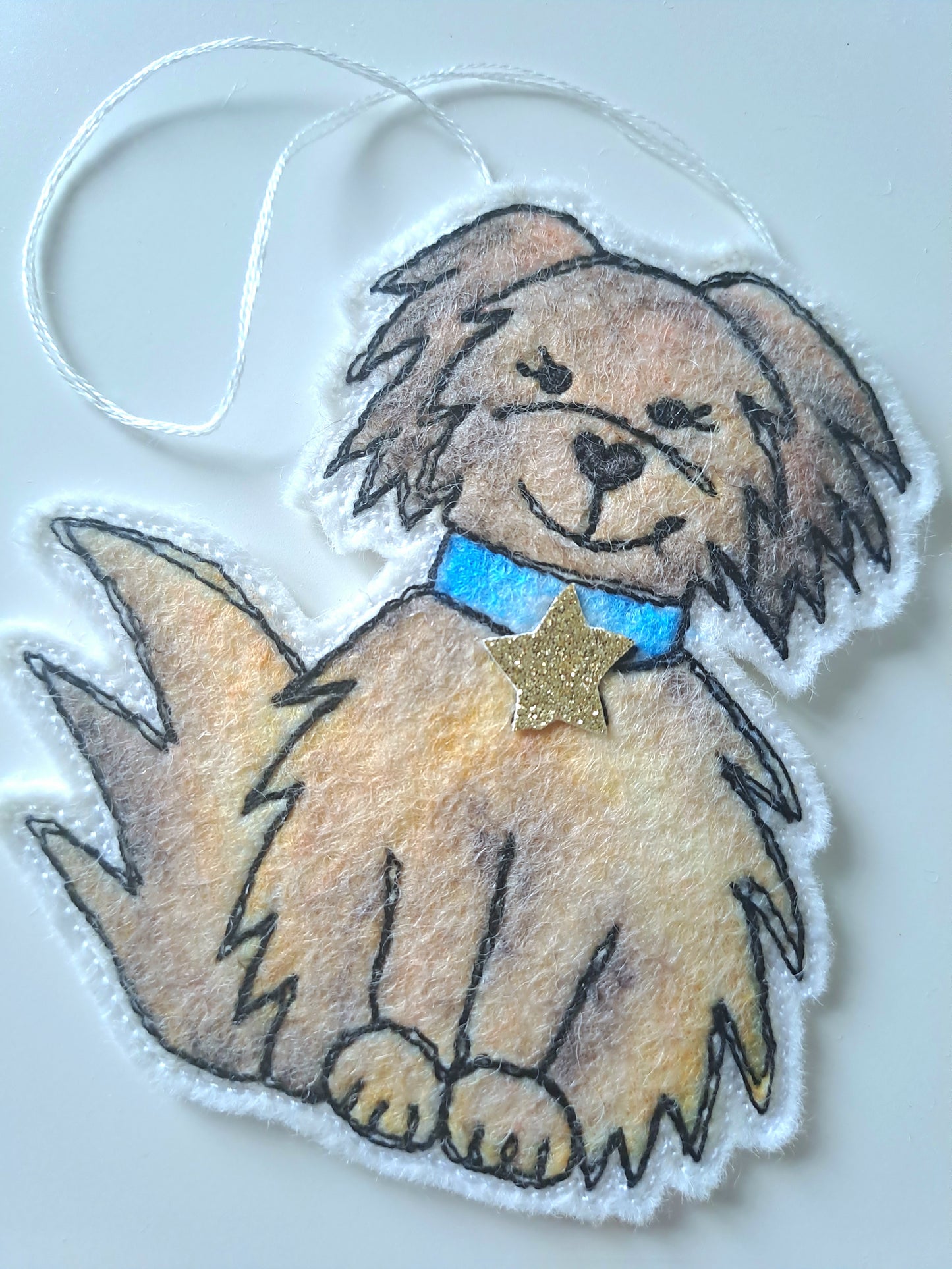 Toffee the 'Good Dog' Decoration (blue collar)