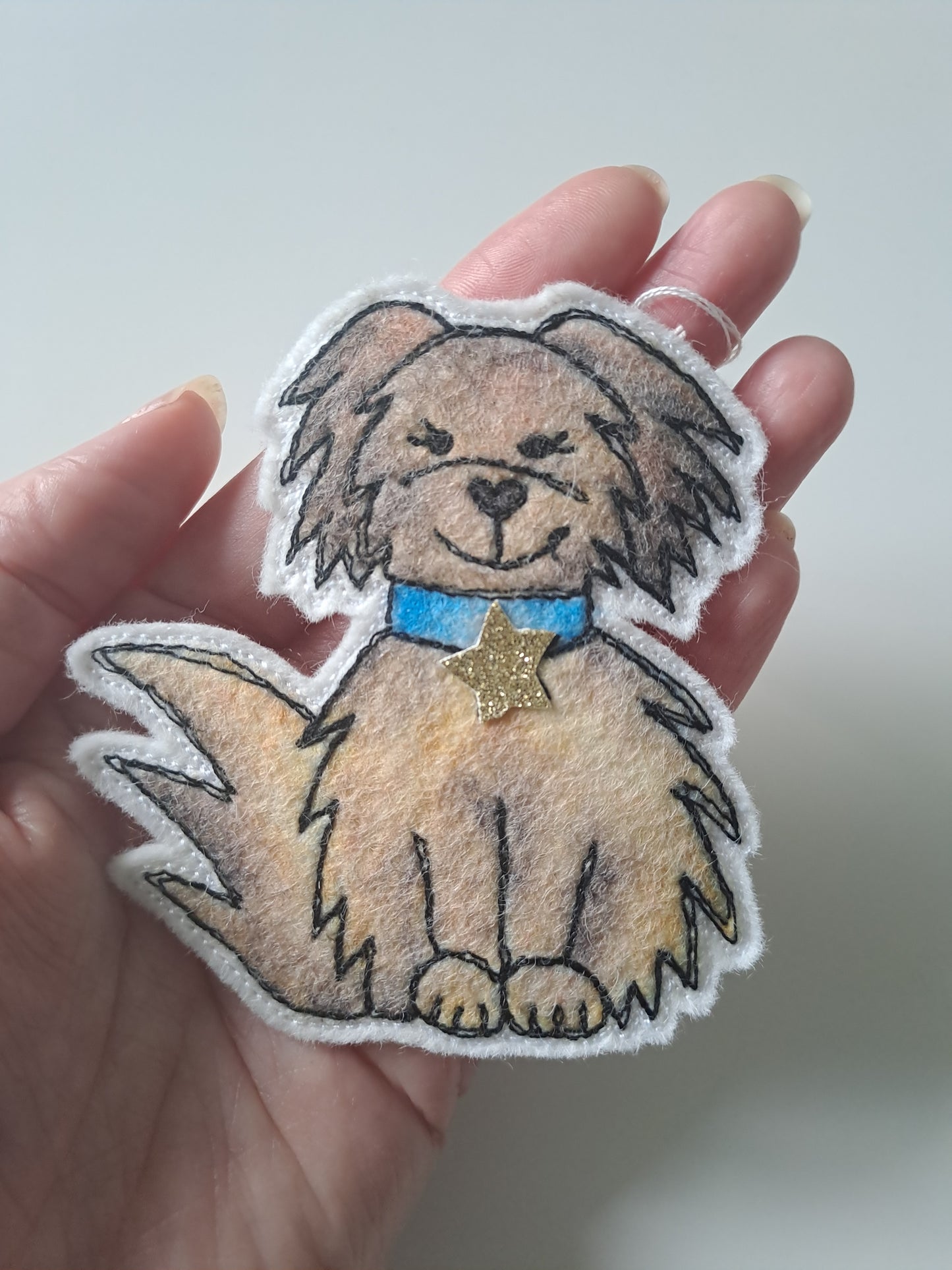 Toffee the 'Good Dog' Decoration (blue collar)