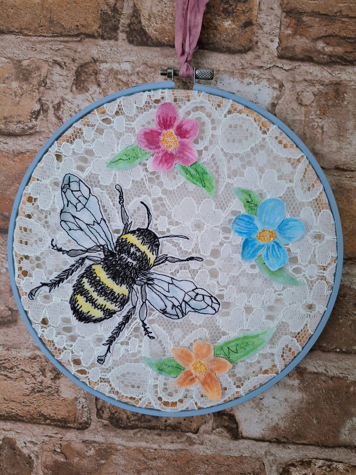 Limited Edition - Lace Bumblebee Hoop Art