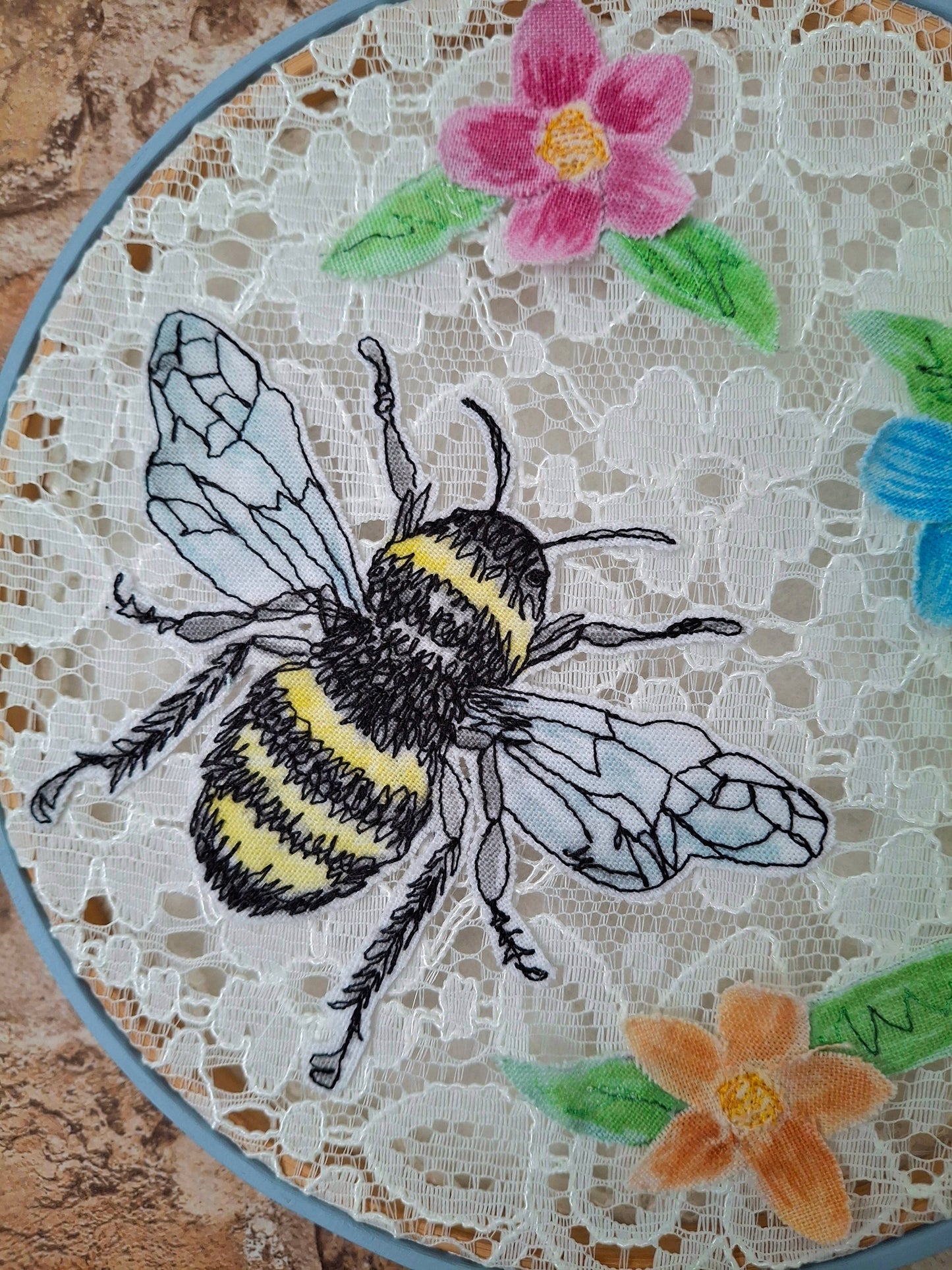 Limited Edition - Lace Bumblebee Hoop Art