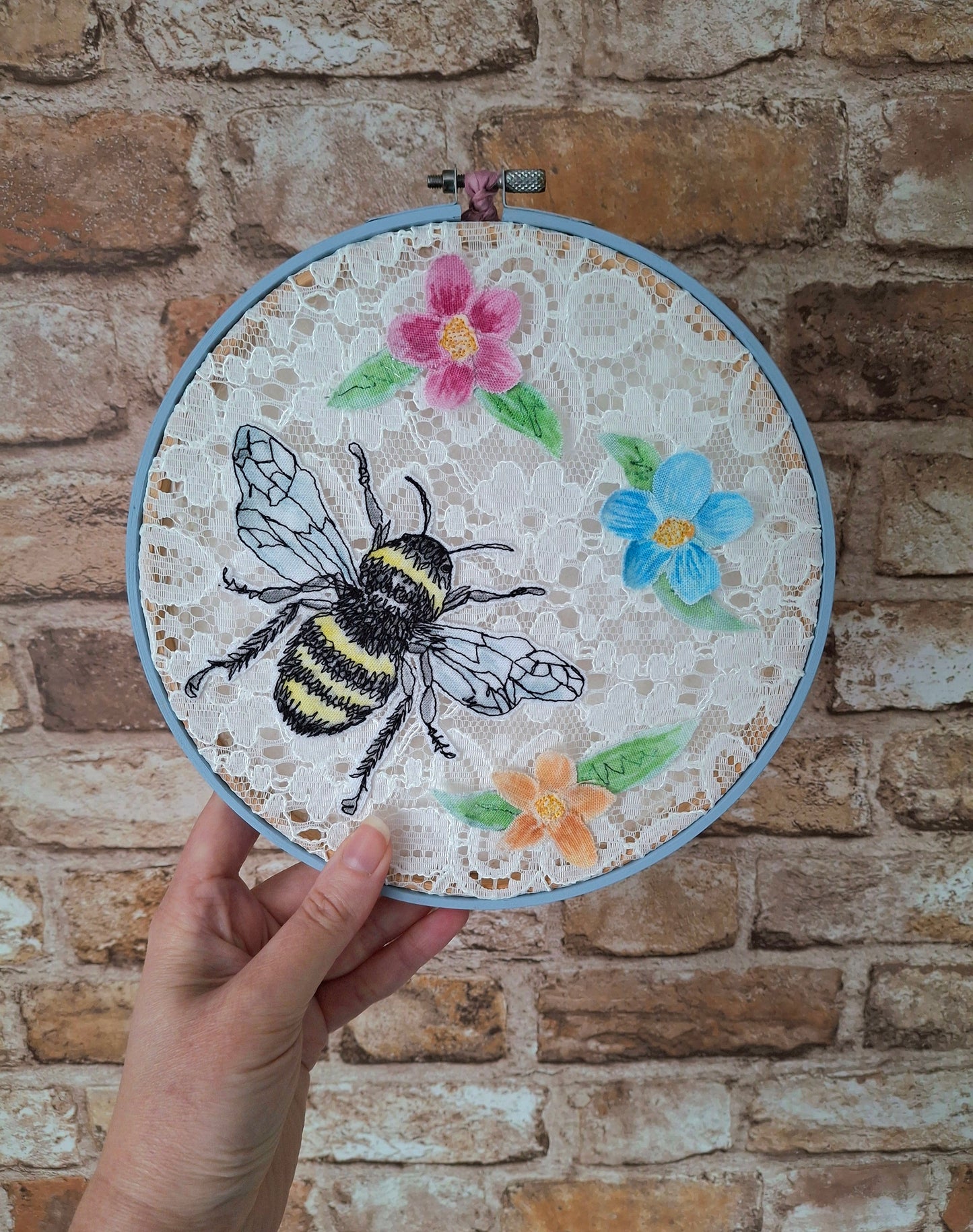 Limited Edition - Lace Bumblebee Hoop Art