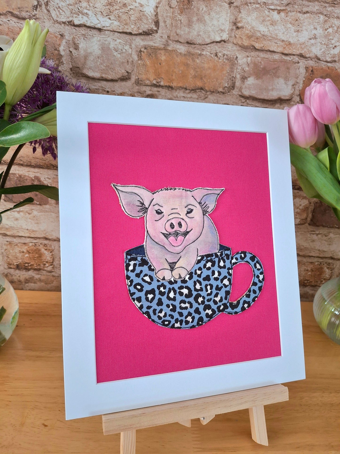 Original Textile Art - Camomile the Teacup Pig