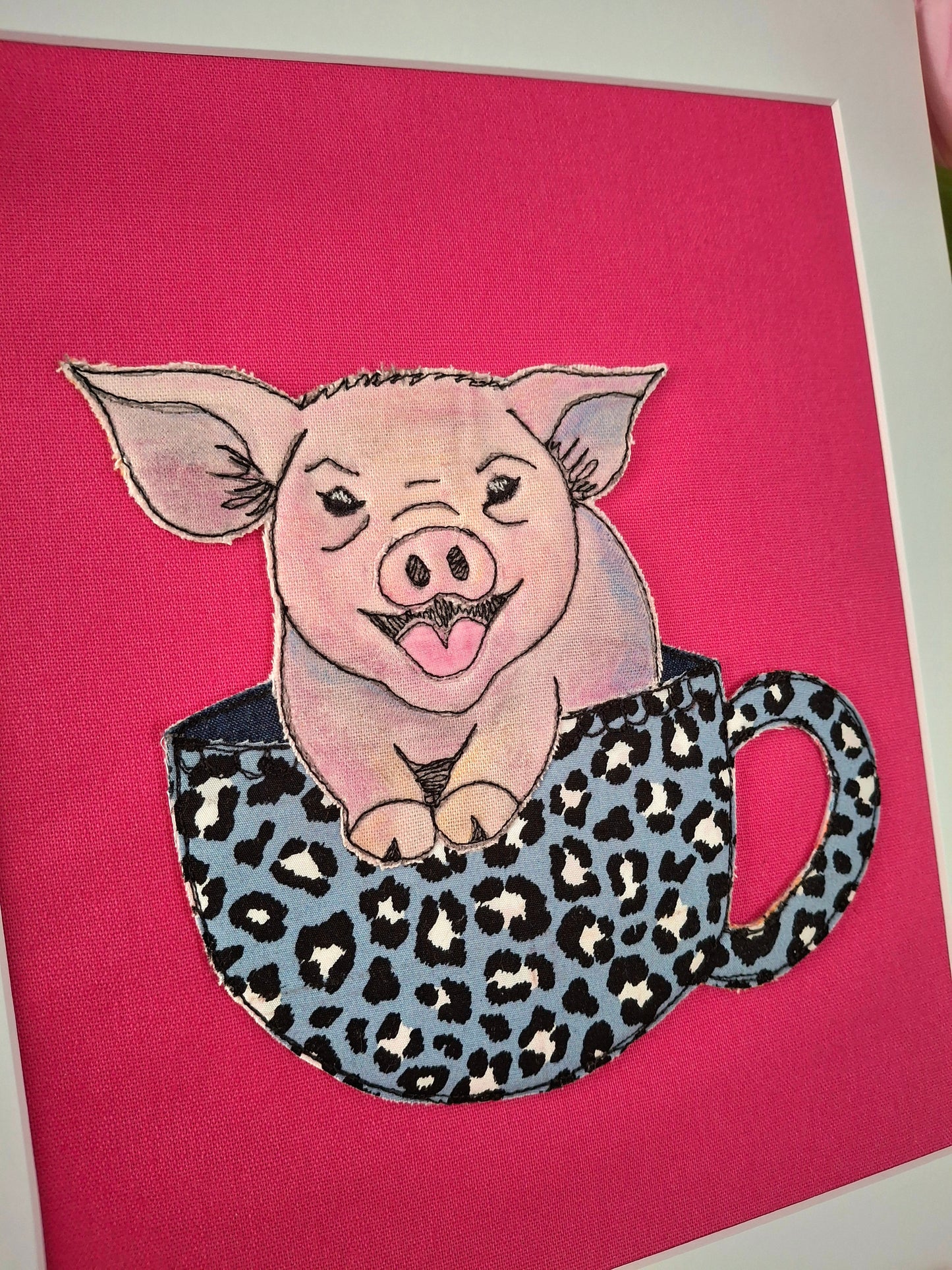 Original Textile Art - Camomile the Teacup Pig