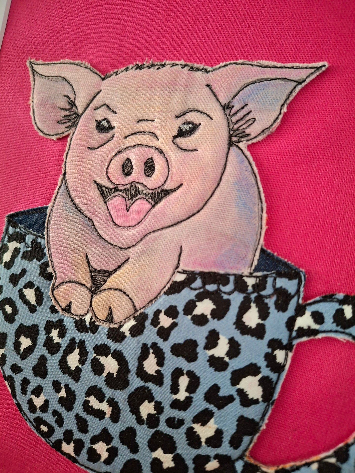 Original Textile Art - Camomile the Teacup Pig