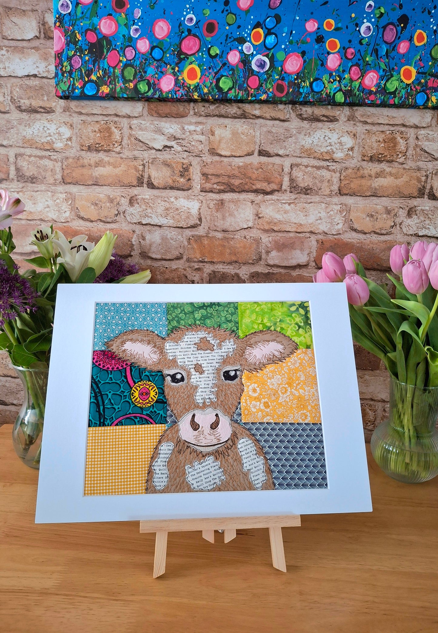 Textile Original Art - Flossie The Cow