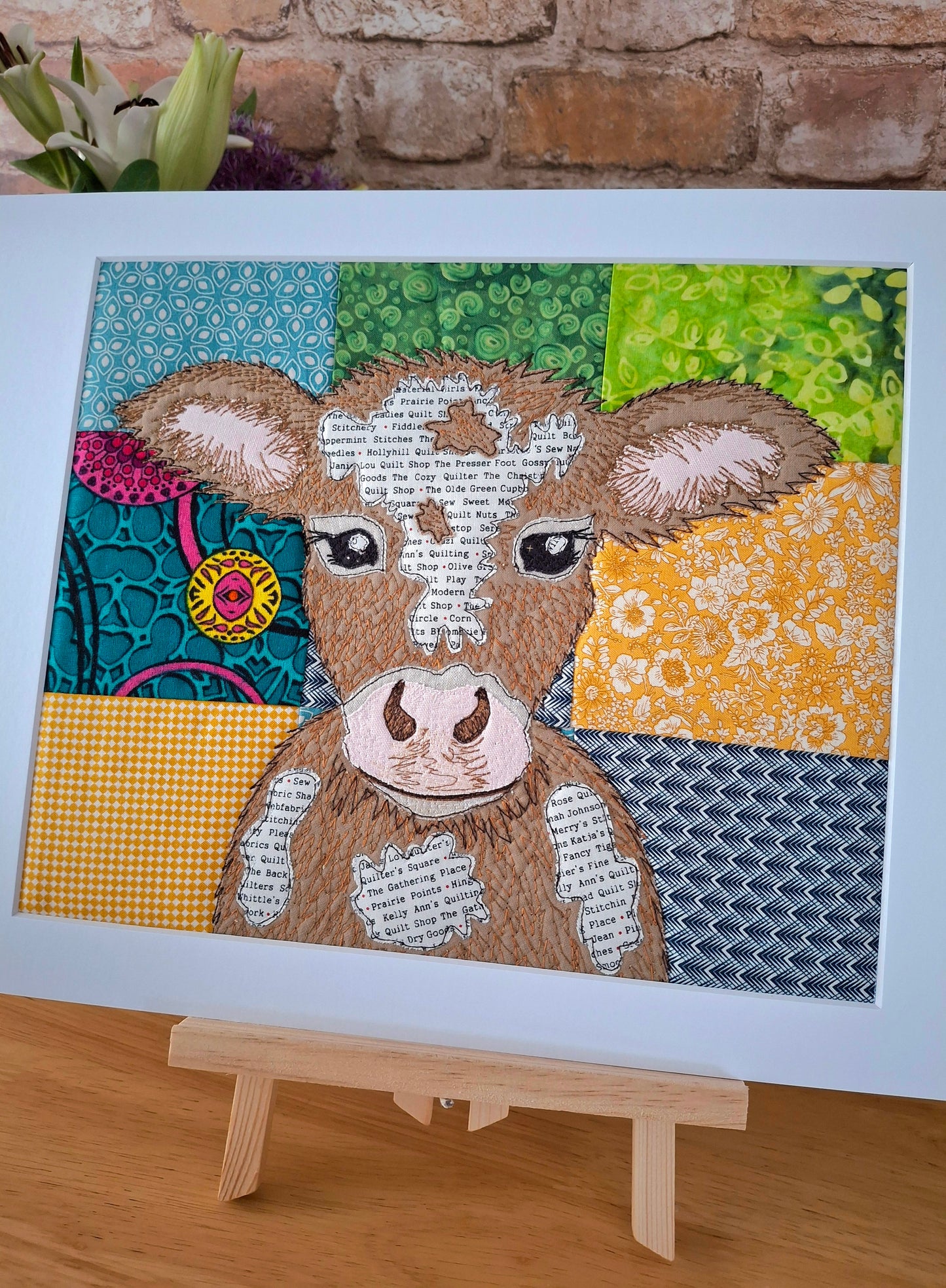 Textile Original Art - Flossie The Cow
