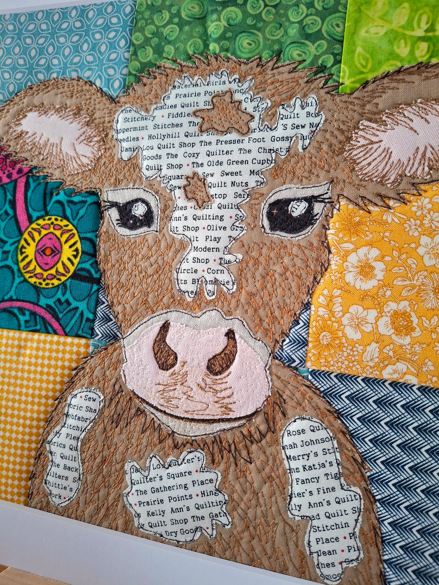 Textile Original Art - Flossie The Cow