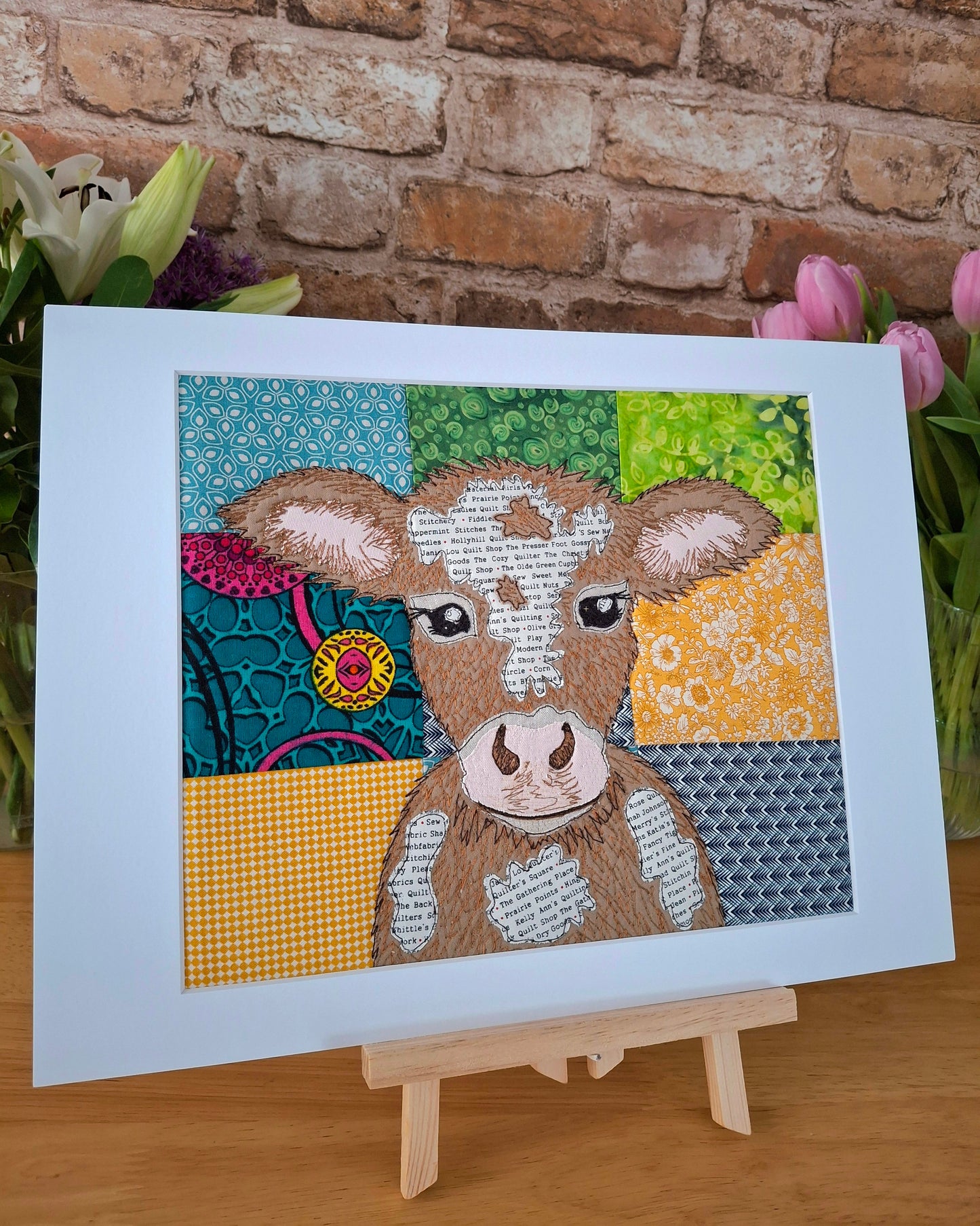 Textile Original Art - Flossie The Cow