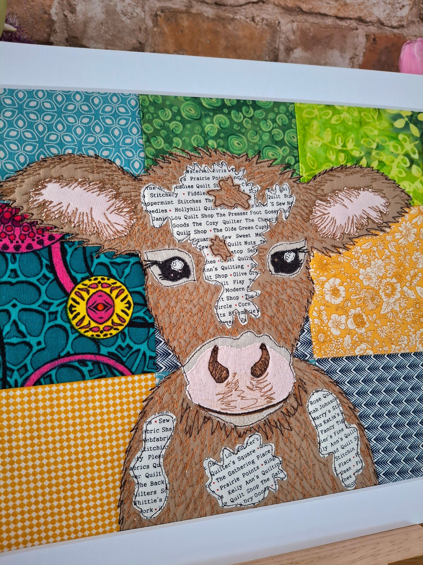 Textile Original Art - Flossie The Cow