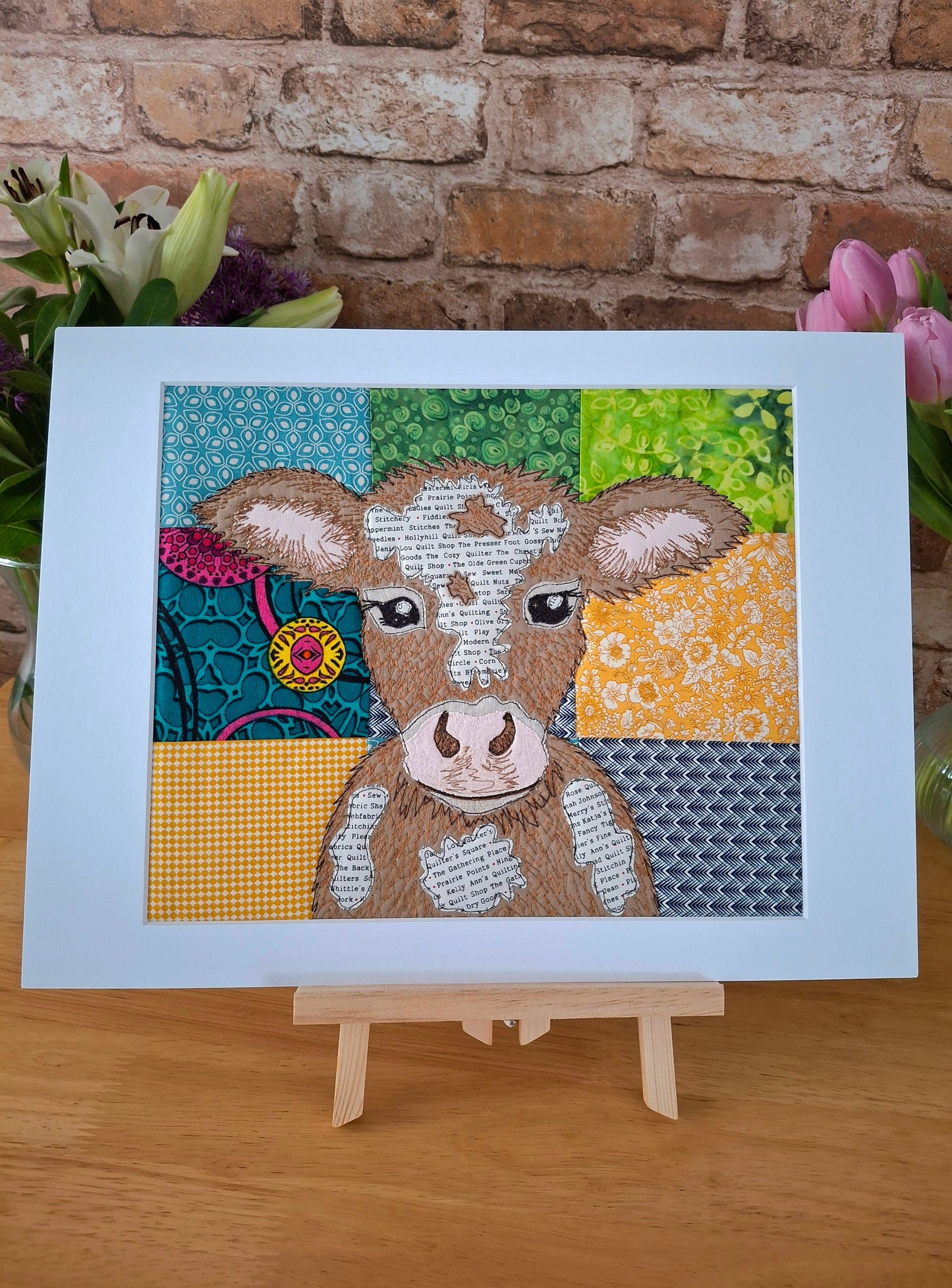 Textile Original Art - Flossie The Cow