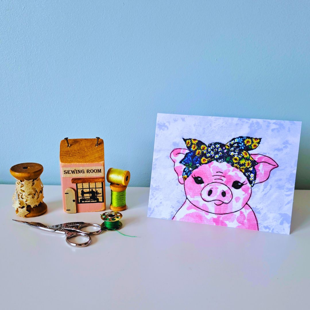 'Penelope Pig' Greetings Card