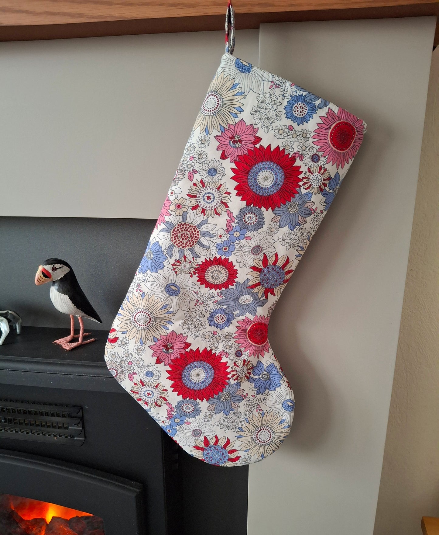 Red Floral Snowman Stocking