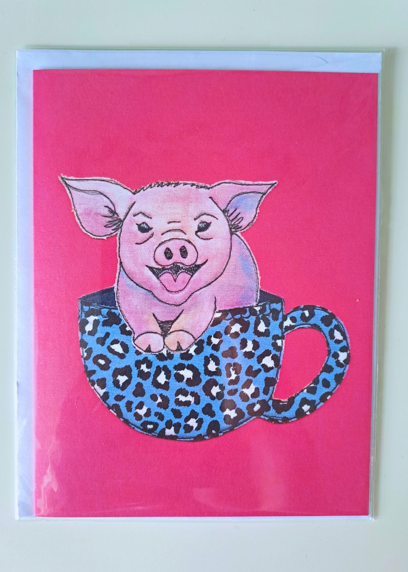 'Chamomile The Teacup Pig' Greetings Card