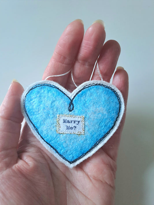 'Marry Me?' Heart Decoration (Blue)