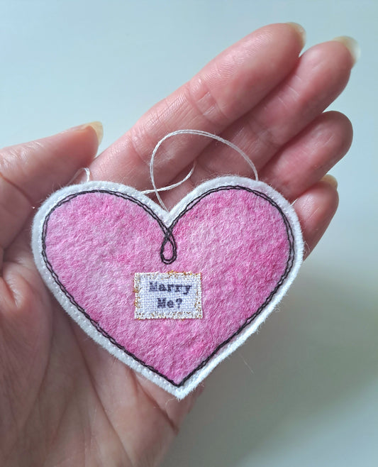 'Marry Me?' Heart Decoration (Cerise)