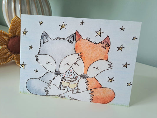 'Loved Up Foxes' Greetings Card