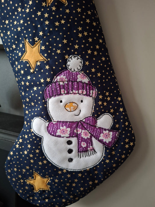 Midnight Star Snowman Stocking