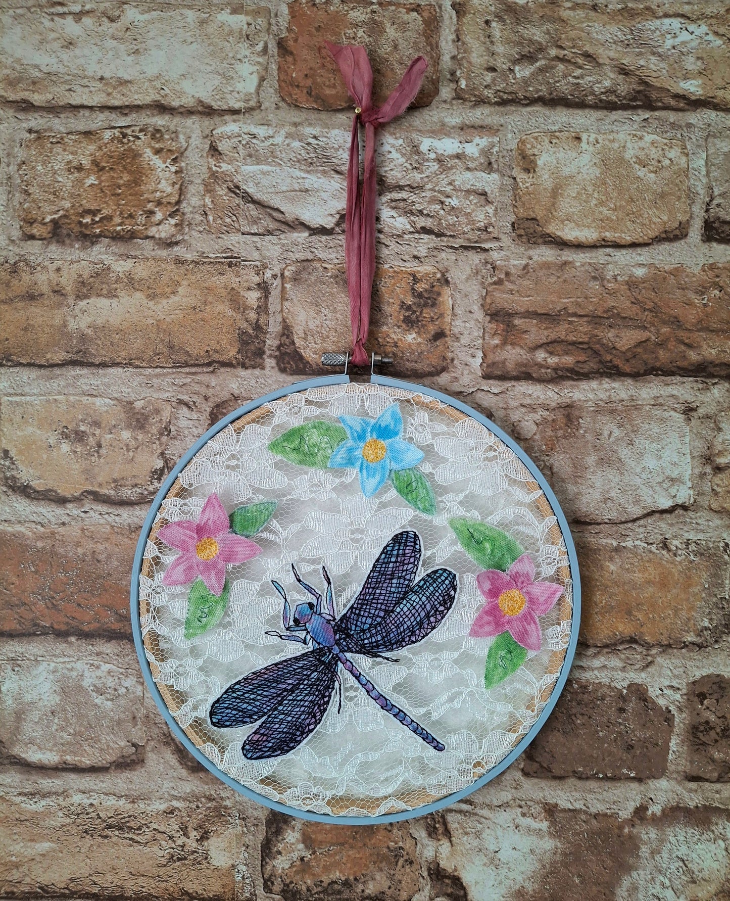 Limited Edition - Lace Dragonfly Hoop Art