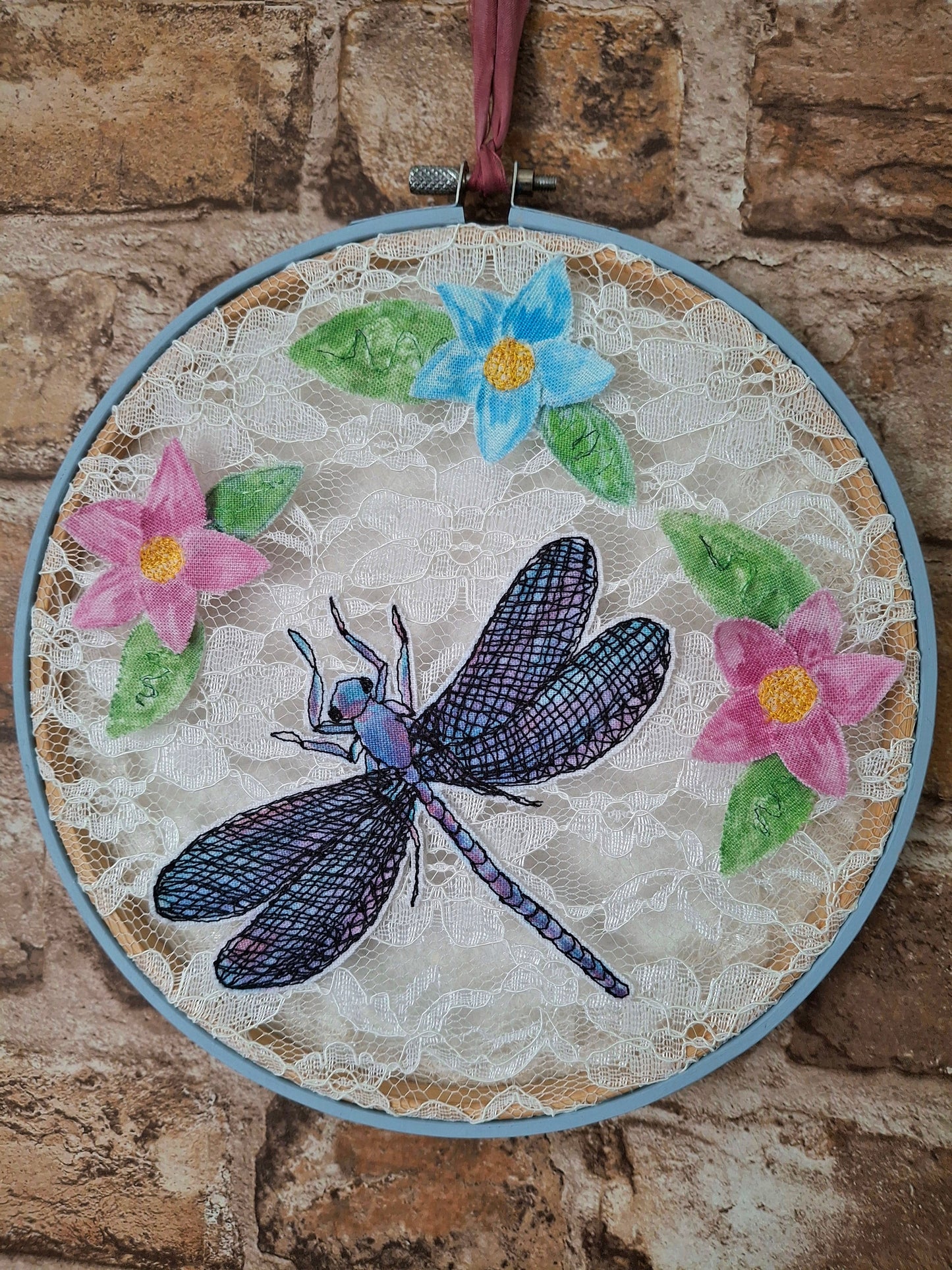 Limited Edition - Lace Dragonfly Hoop Art