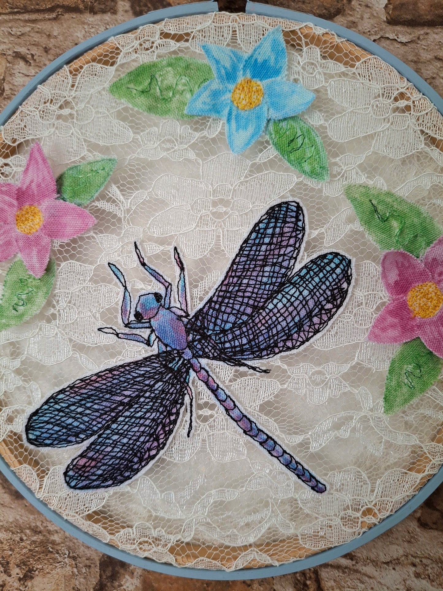 Limited Edition - Lace Dragonfly Hoop Art