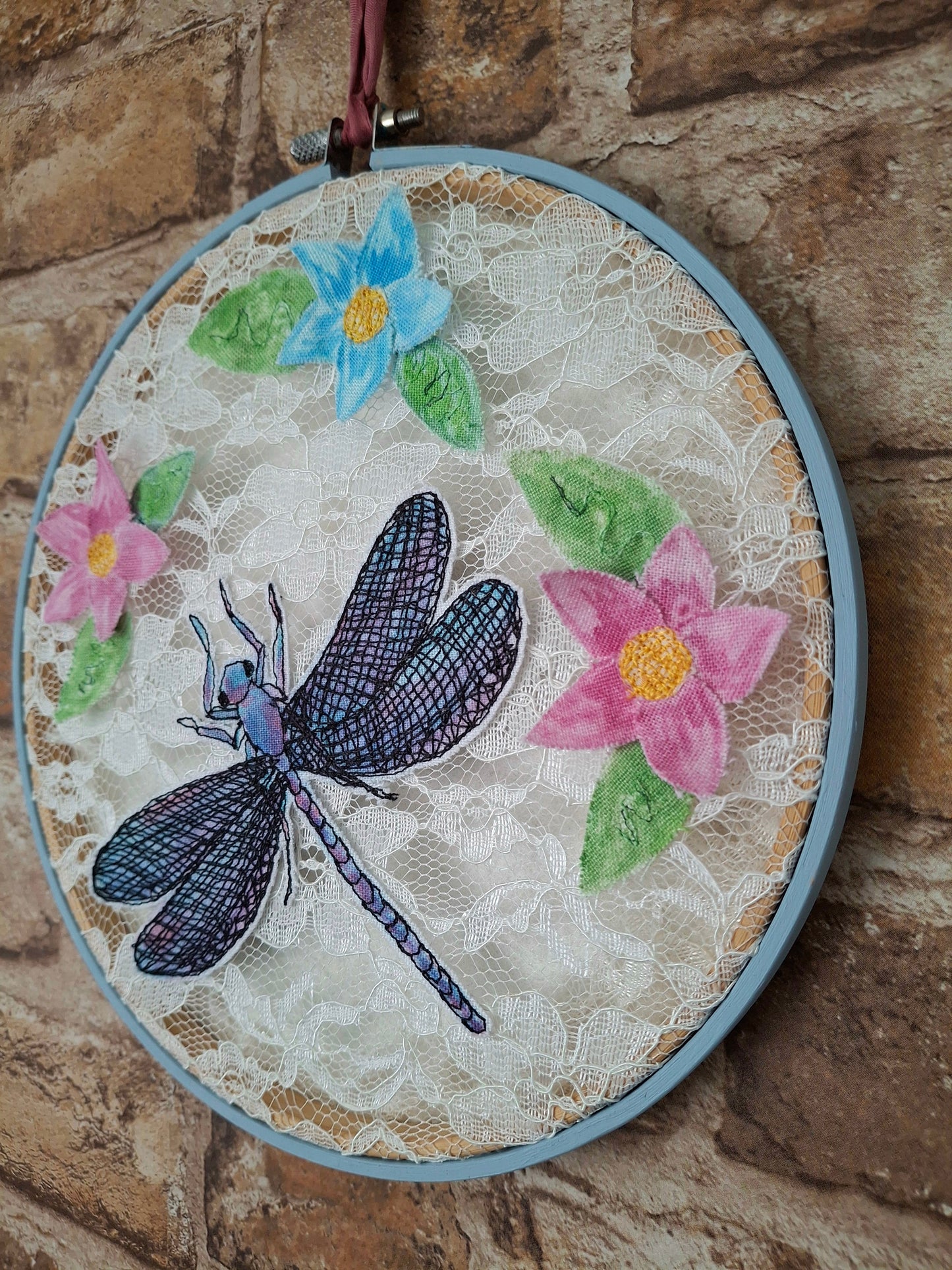 Limited Edition - Lace Dragonfly Hoop Art