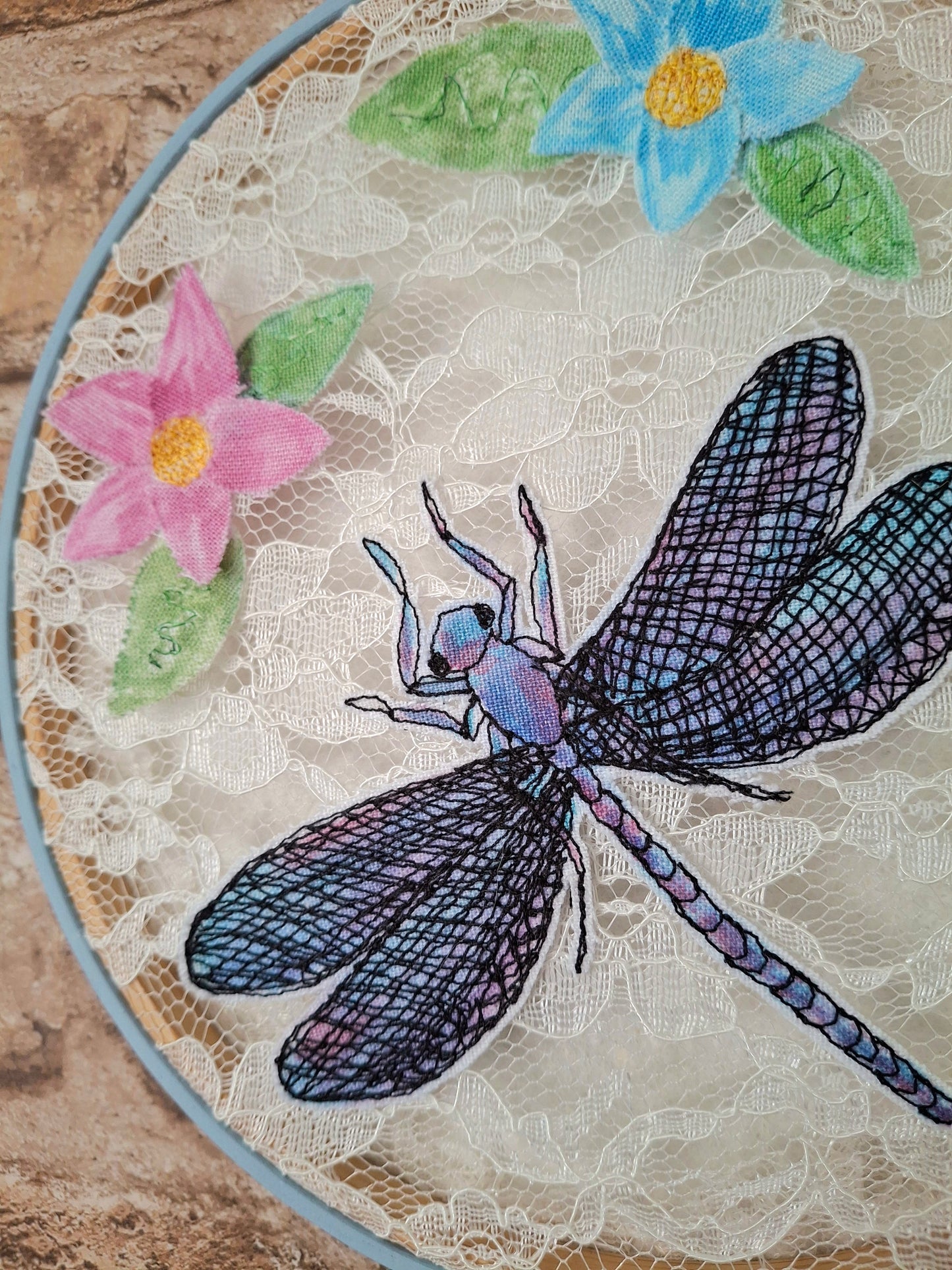 Limited Edition - Lace Dragonfly Hoop Art