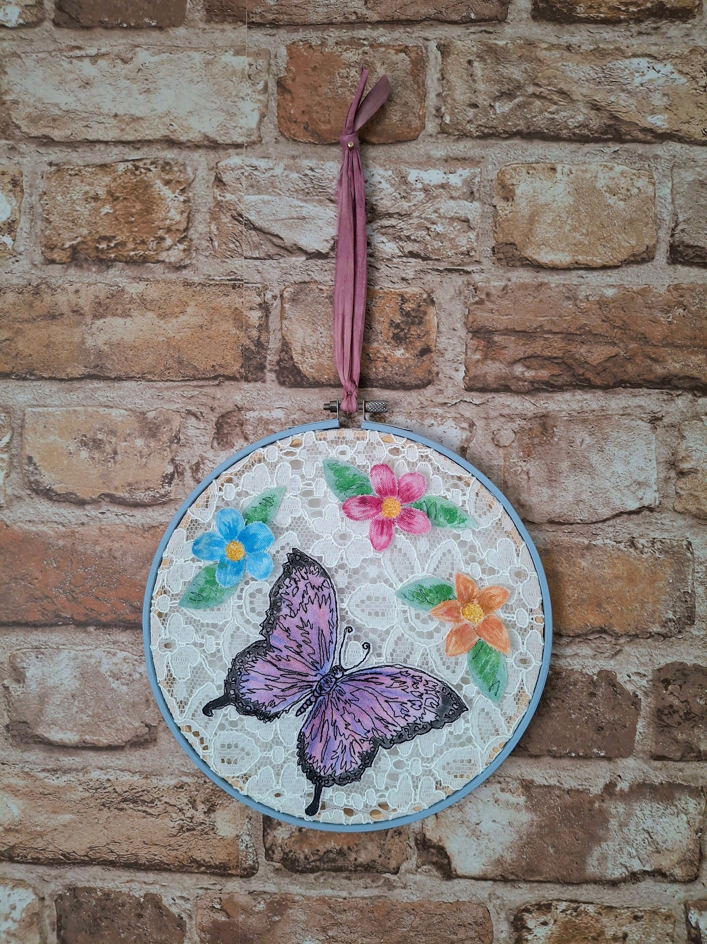 Limited Edition - Lace Butterfly Hoop Art