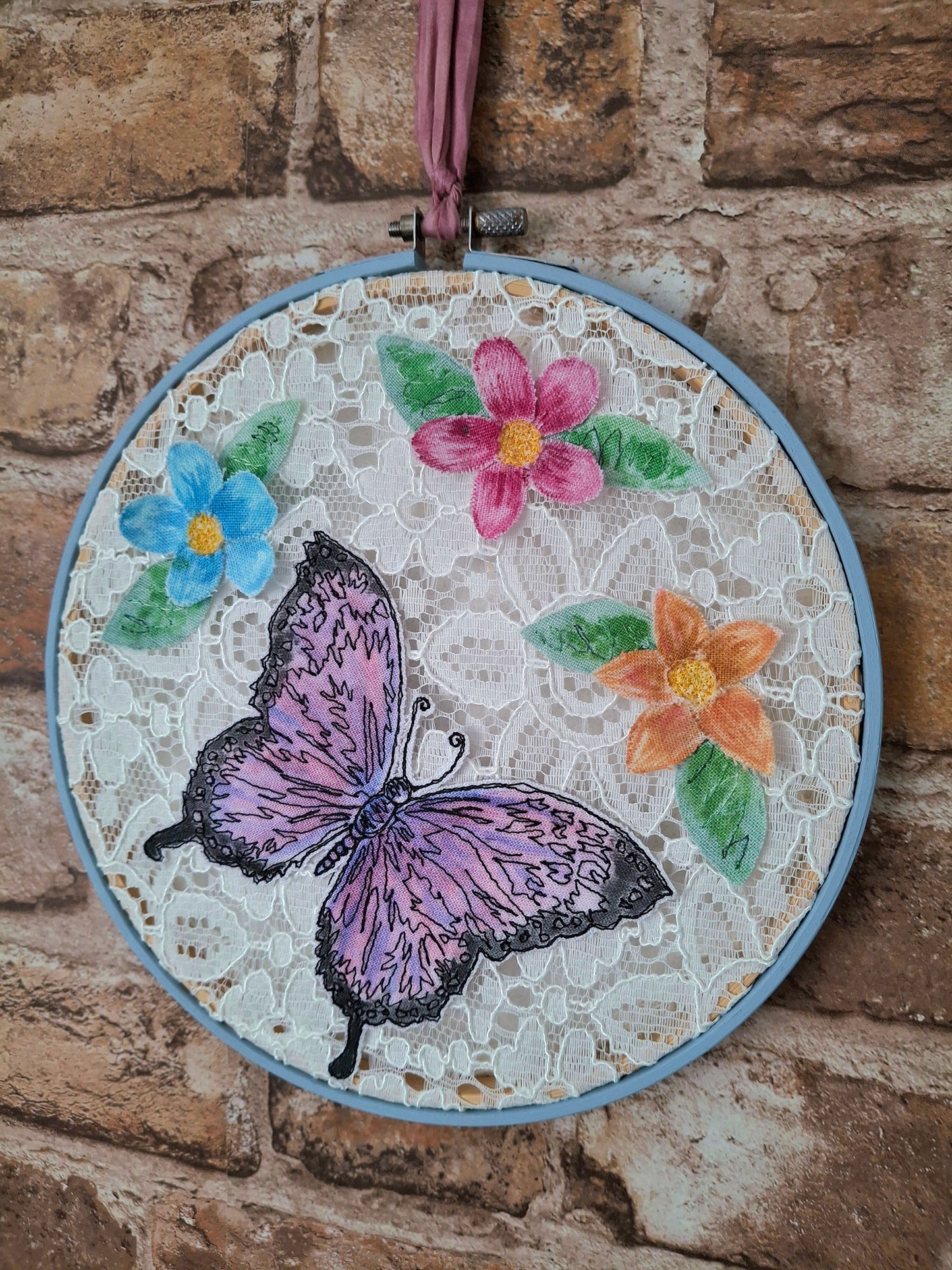 Limited Edition - Lace Butterfly Hoop Art