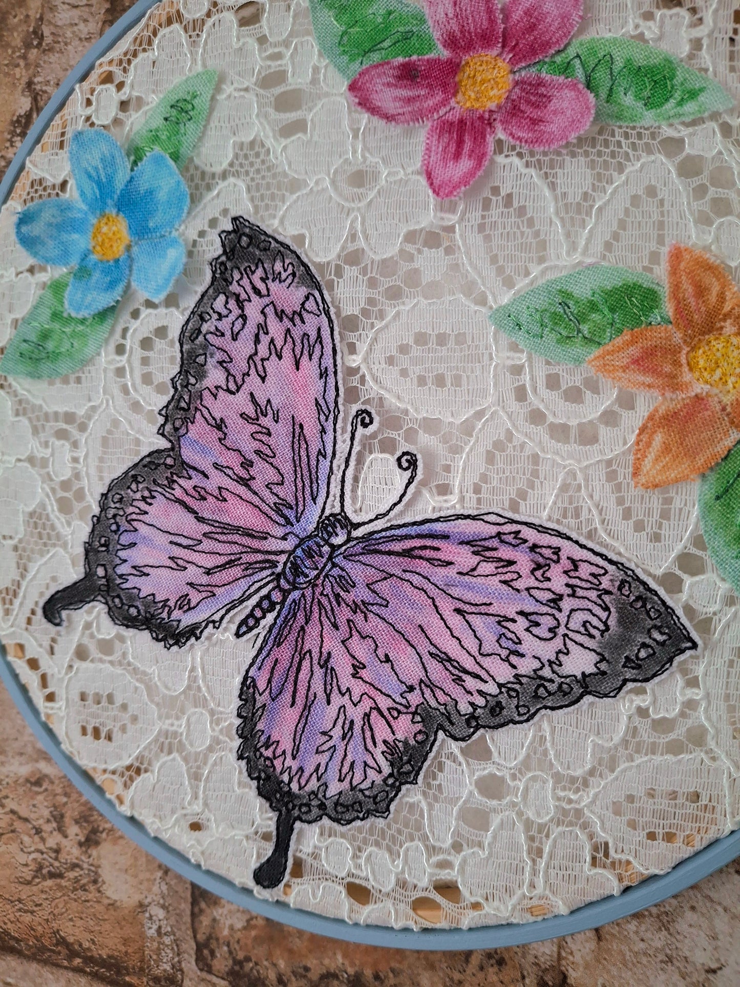 Limited Edition - Lace Butterfly Hoop Art