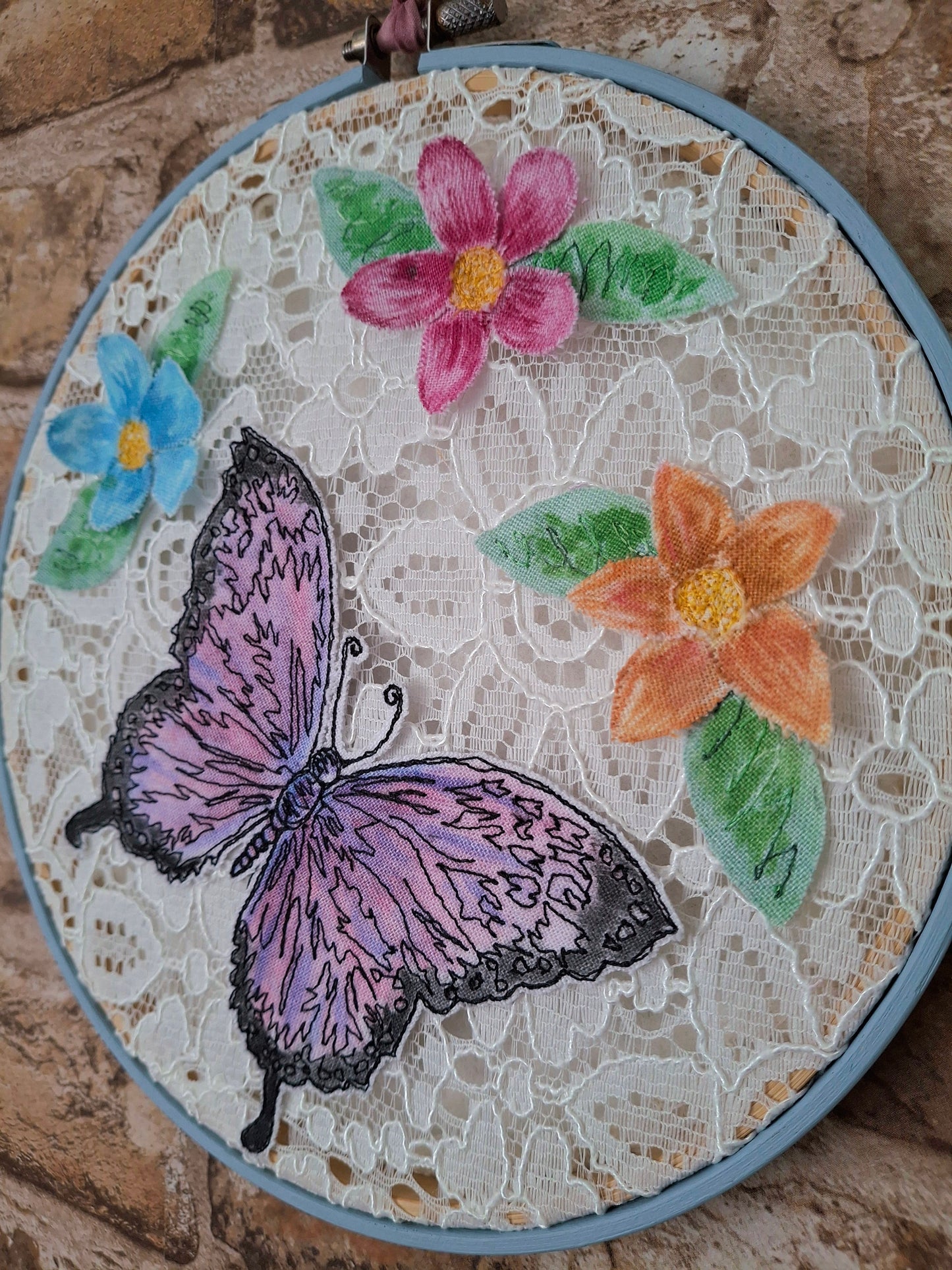 Limited Edition - Lace Butterfly Hoop Art