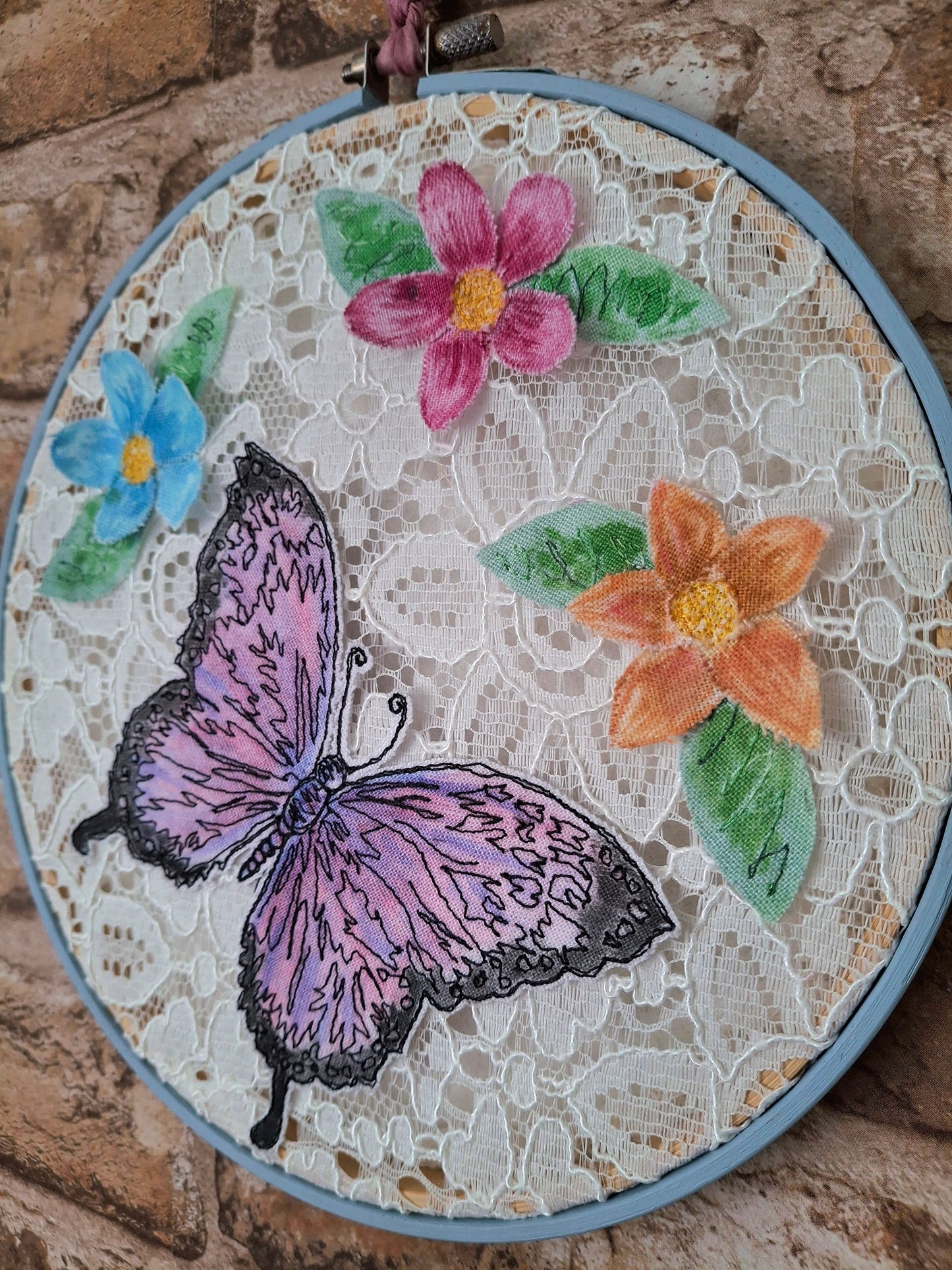 Limited Edition - Lace Butterfly Hoop Art