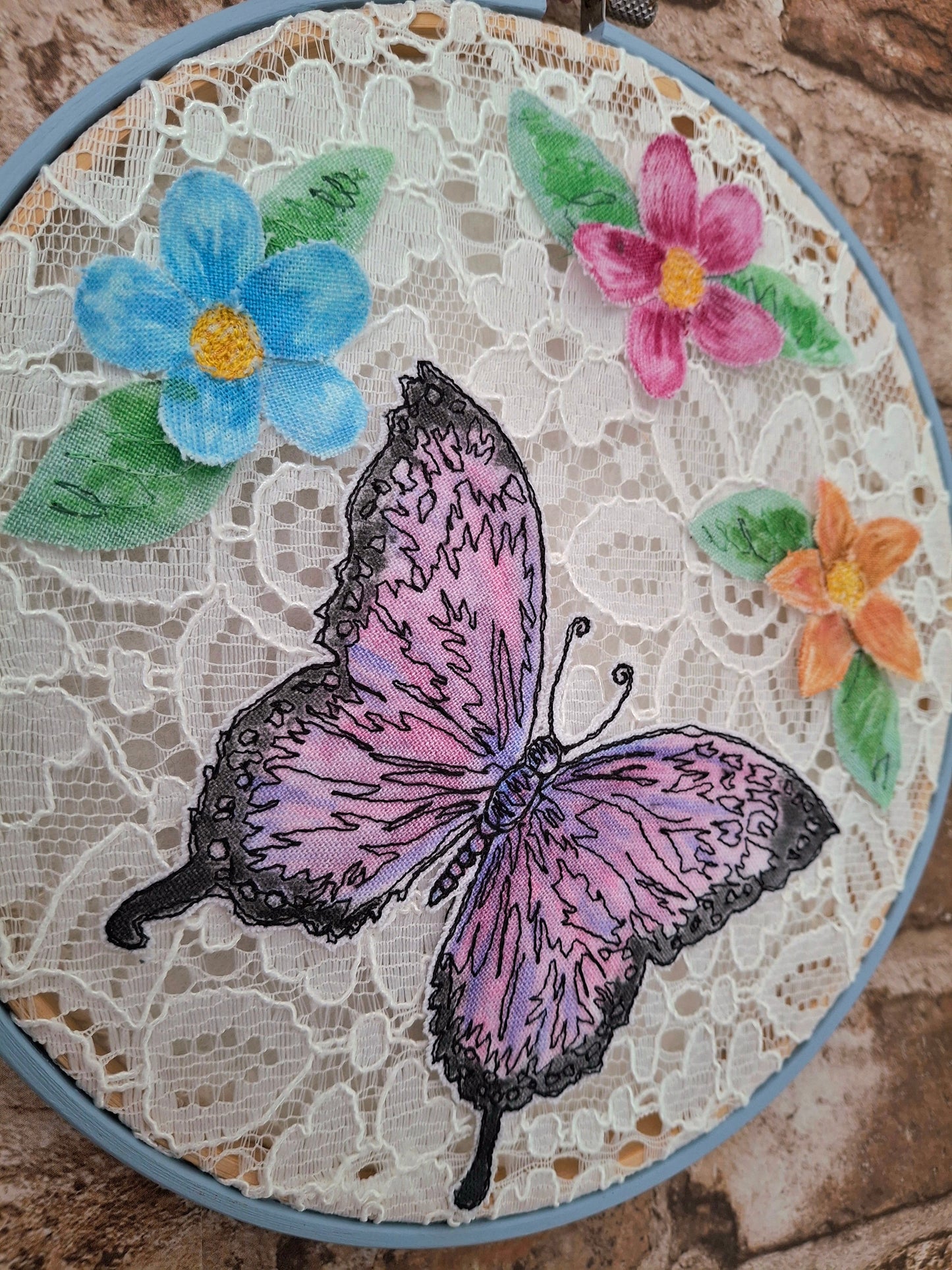 Limited Edition - Lace Butterfly Hoop Art