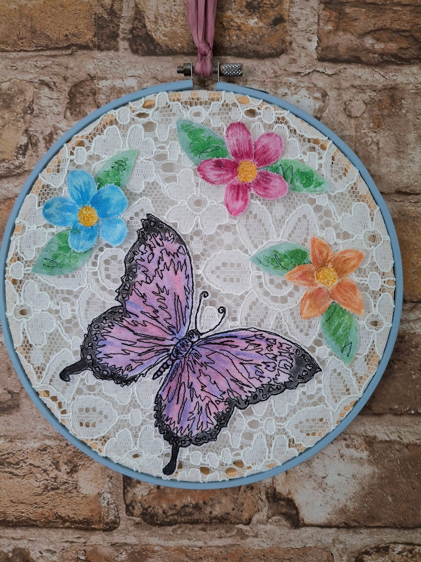 Limited Edition - Lace Butterfly Hoop Art