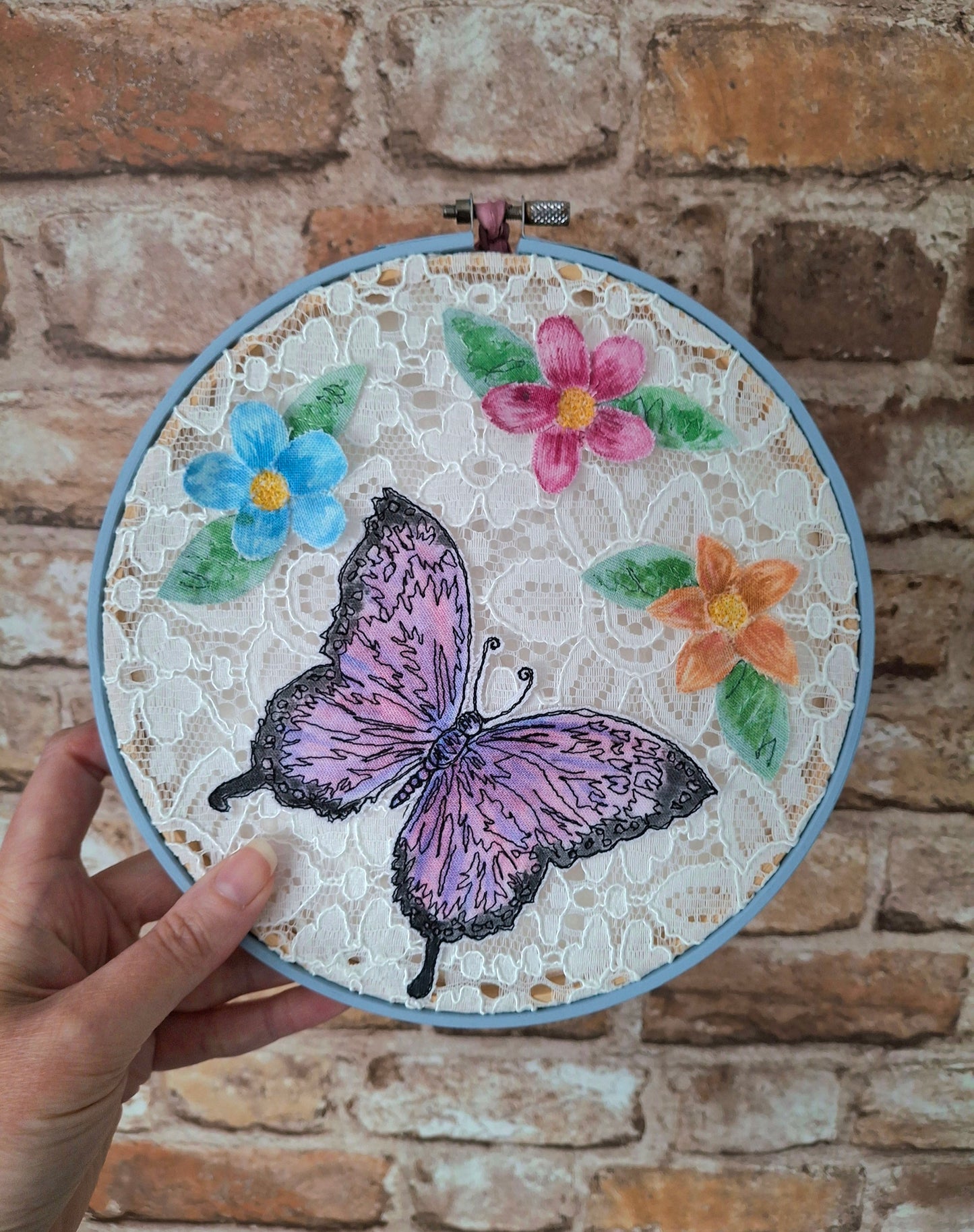 Limited Edition - Lace Butterfly Hoop Art