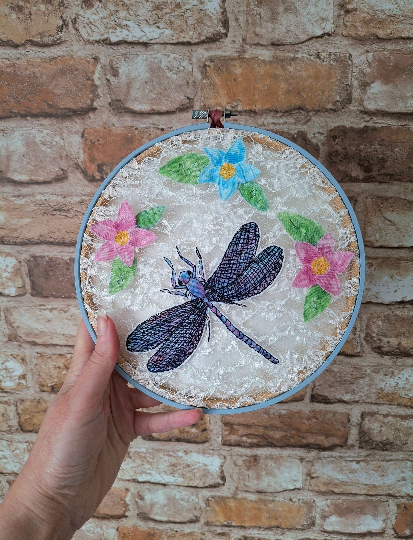 Limited Edition - Lace Dragonfly Hoop Art