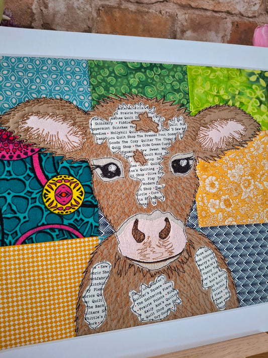 Textile Original Art - Flossie The Cow