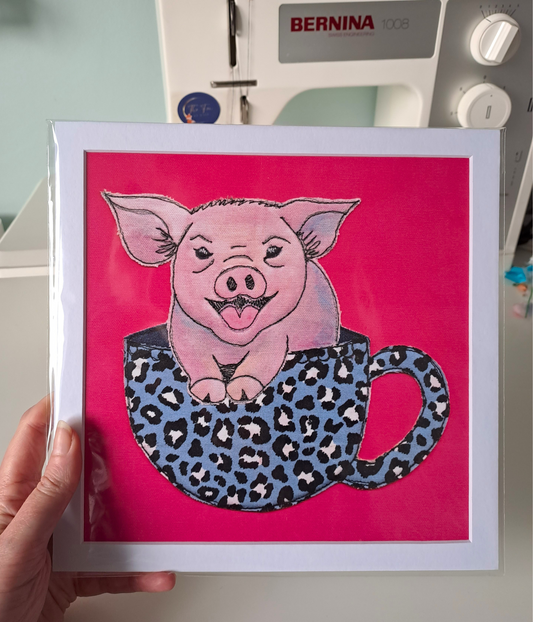 Chamomile The Teacup Pig Mounted Print (Unframed)