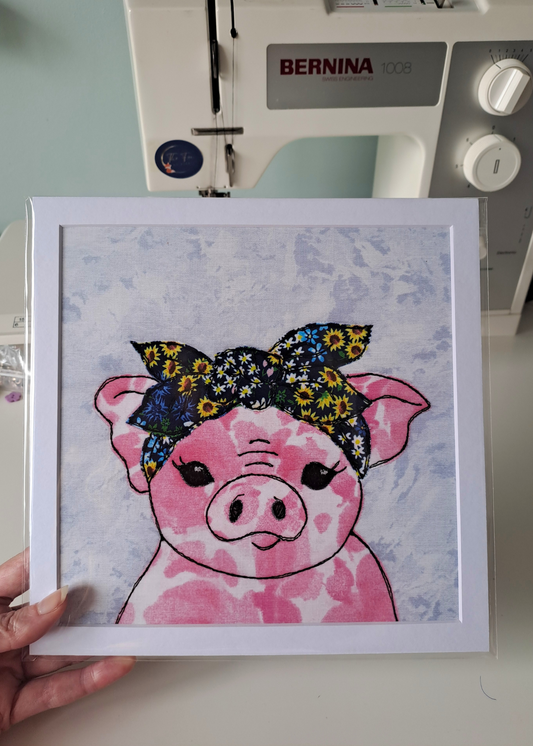 Penelope The Stylish Pig Mounted Print (Unframed)